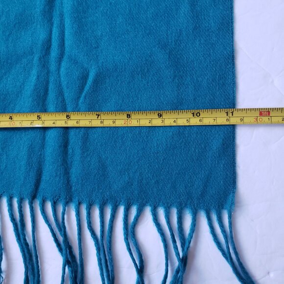 Christian Dior Monsieur Cashmaire Vintage Acrylic Fringed Teal Scarf - Picture 3 of 4